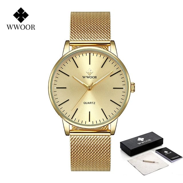 Men's Gold Quartz Wrist Watch 2026, Simple Sports Style