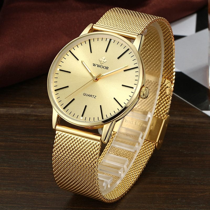 Men's Gold Quartz Wrist Watch 2026, Simple Sports Style