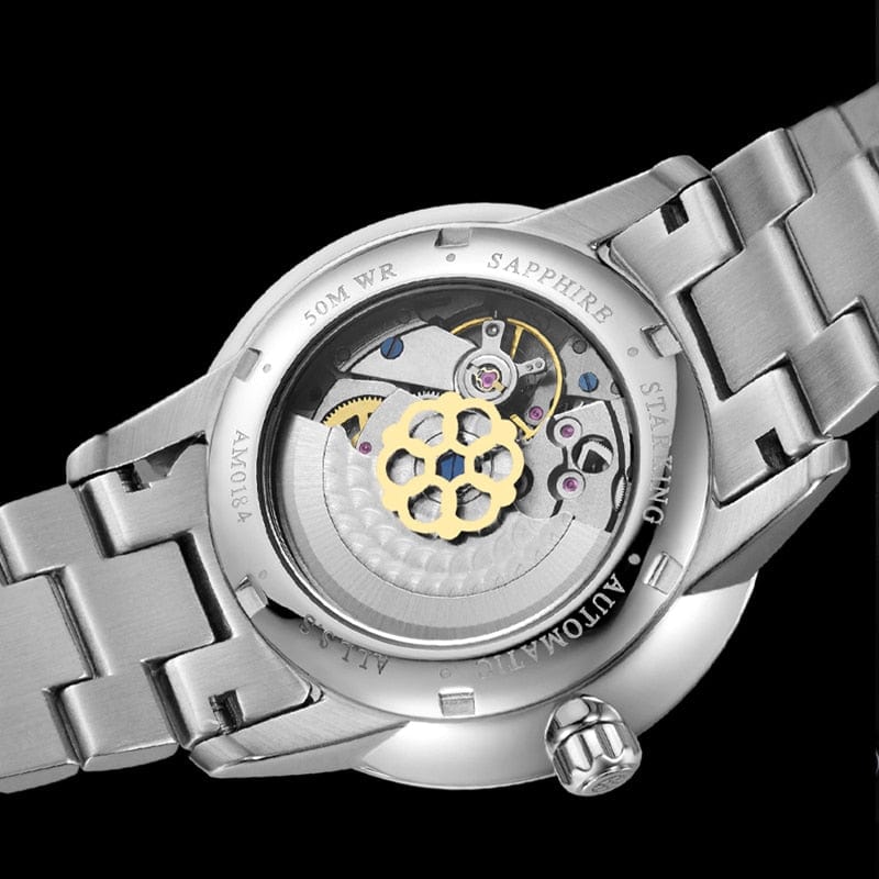 Men's 40mm Ultra-Thin Sapphire Mechanical Watch, Splash-Resistant
