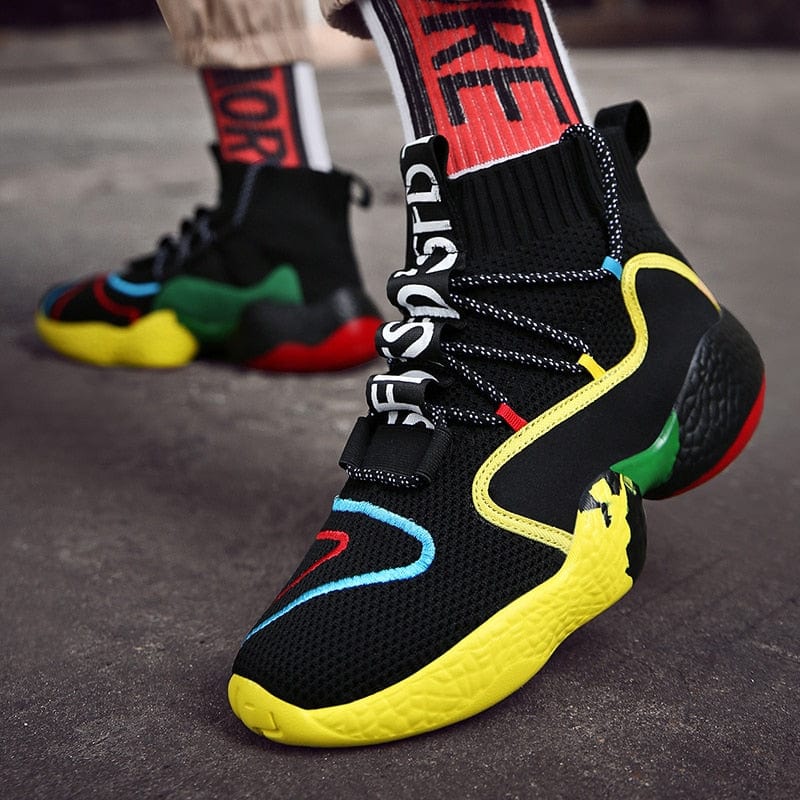 Men's Breathable Lace-Up Colorful Sock Casual Sneakers