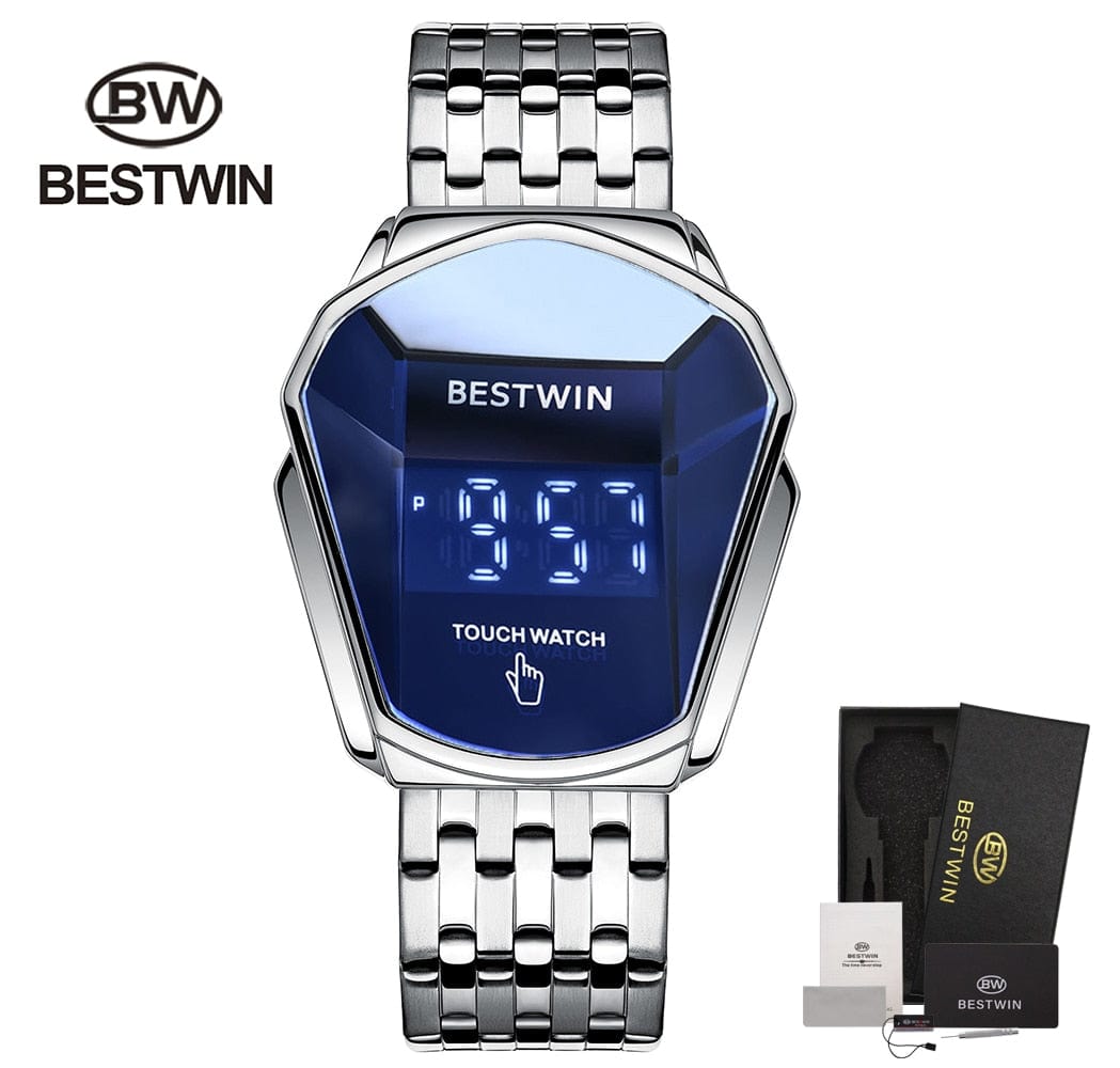 Men's Sport Digital Touch-Screen LED Steel Wristwatch
