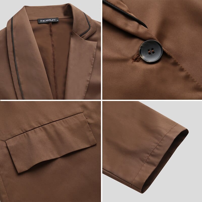 Men's Casual Lapel Long Sleeve One Button Thin Blazer 5XL