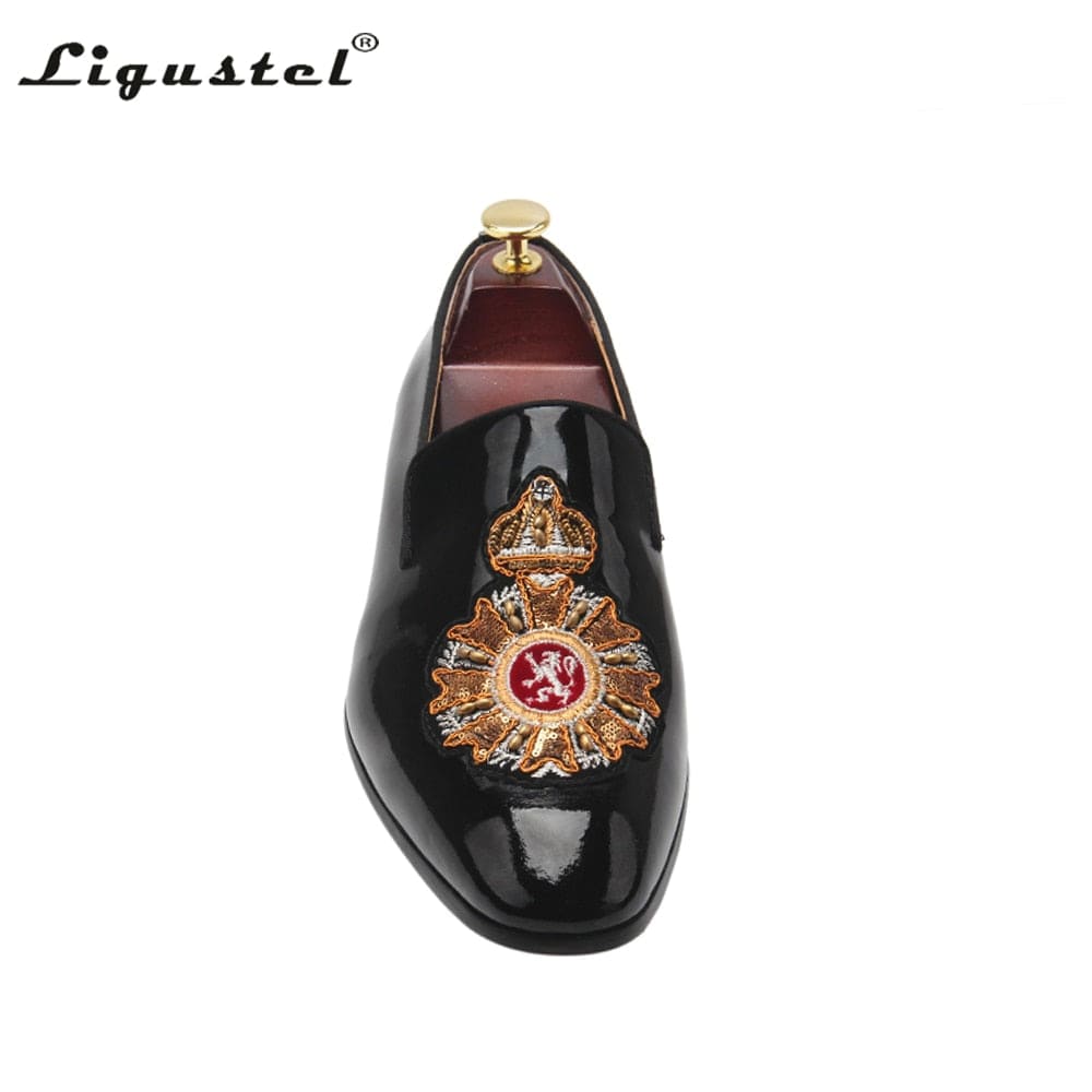 Men's Ligustel Red-Bottom Leather Loafers, Formal Dress, Size 13