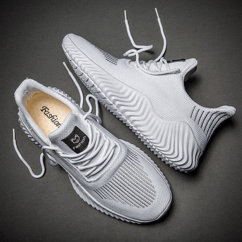Men's Breathable White Lightweight Walking Sneakers