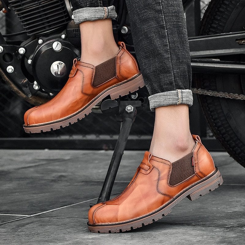 Men's Slip-On Split Leather Chelsea Ankle Boots