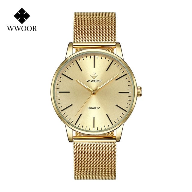 Men's Gold Quartz Wrist Watch 2026, Simple Sports Style