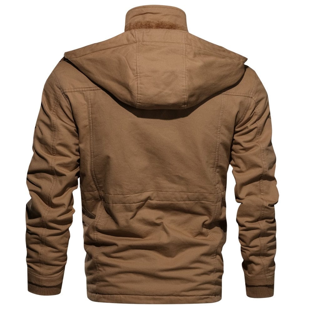 Men's Winter Military Fleece Hooded Pilot Jacket, Army Cargo 4XL