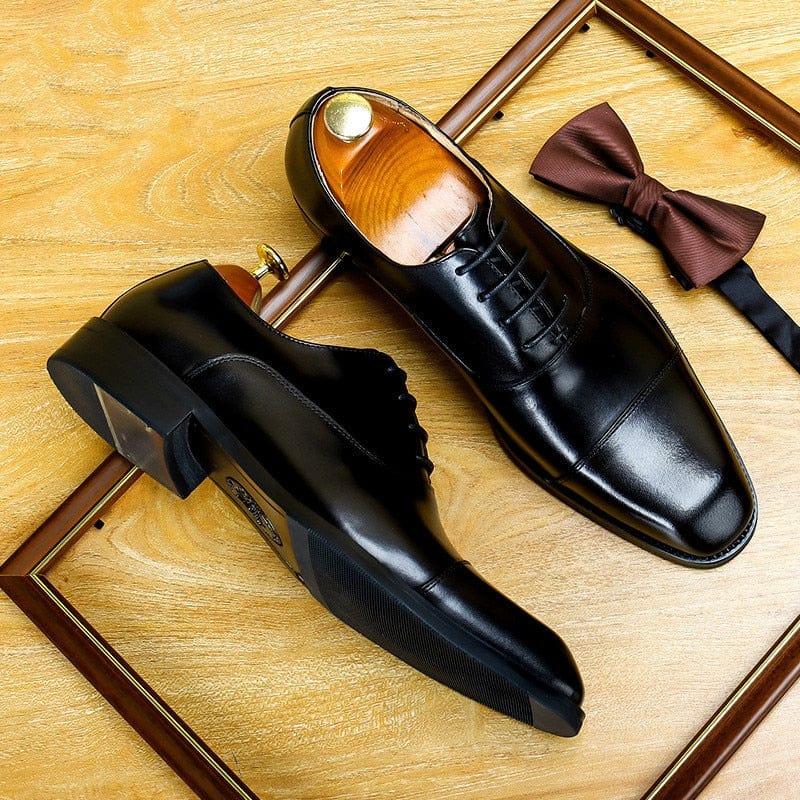 Men's Green Genuine Leather Lace-Up Oxford Dress Shoes