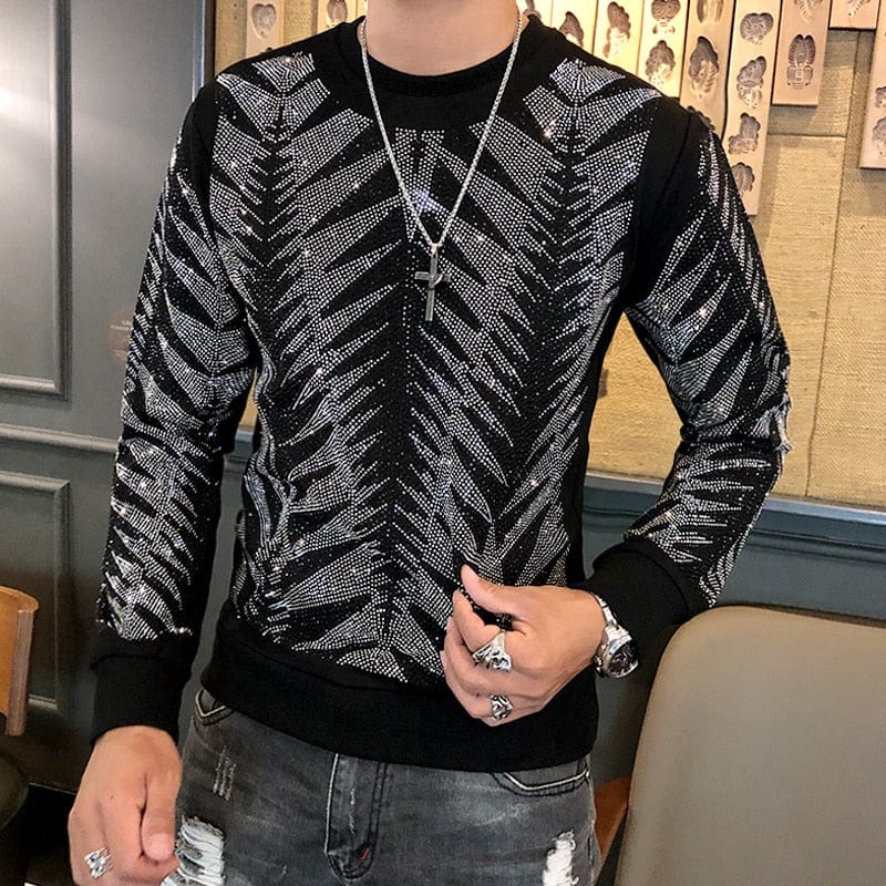 Men's Tiger Head Rhinestone Heavyweight T-Shirt