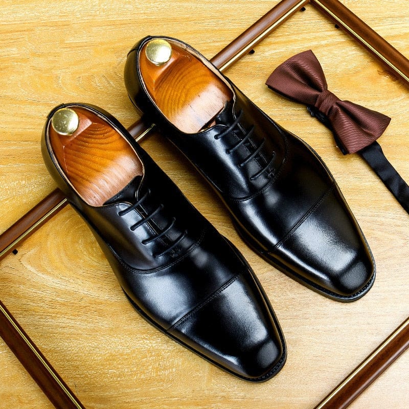 Men's Green Genuine Leather Lace-Up Oxford Dress Shoes