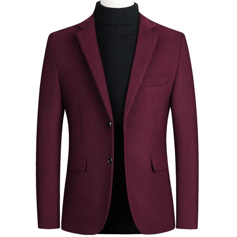 Men's Wool Classic Slim Business Suit Blazer Jacket