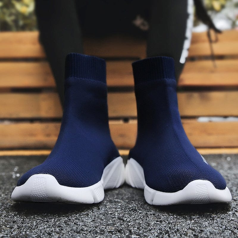 FEOZYZ High Top Running Shoes For Men Thermal Shoes Men Fur Lining Sport Shoes Chunky Shark Sneakers