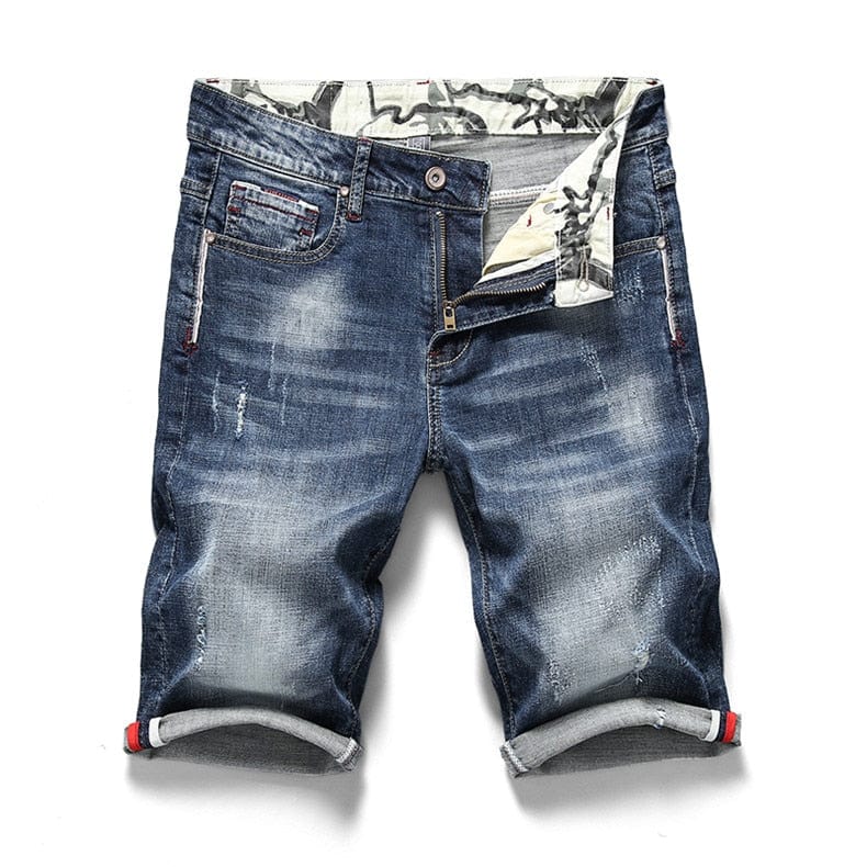 Men's Stretch Slim-Fit Elastic Denim Shorts
