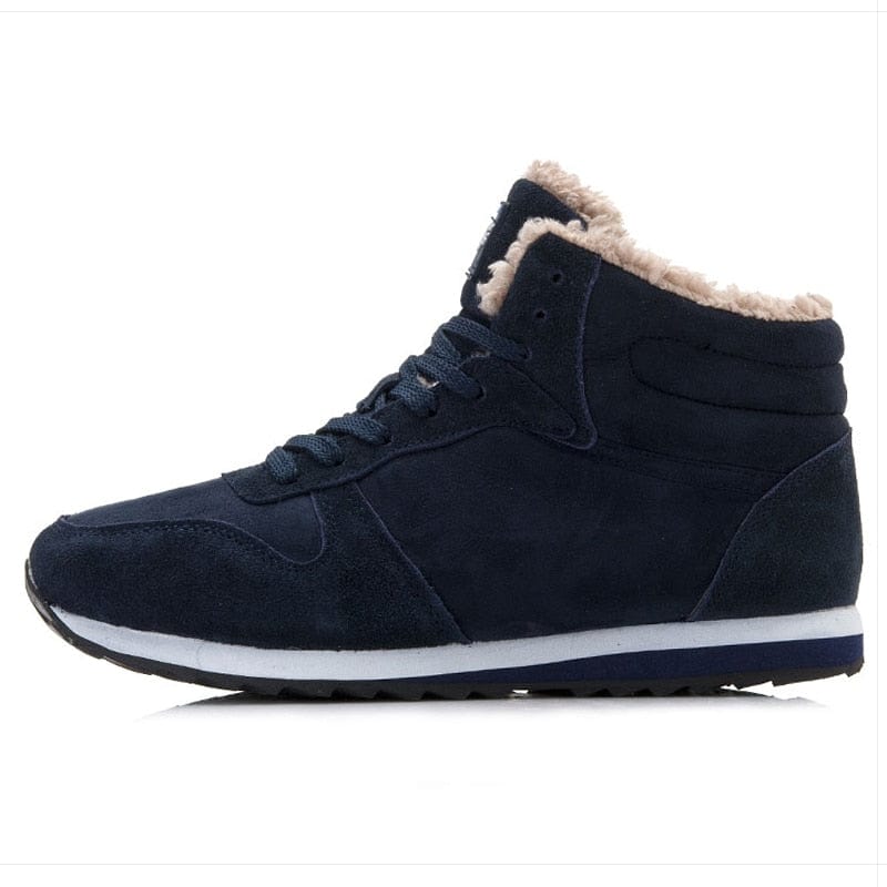 Men's Winter Faux Suede Snow Ankle Boots, Shearling-Lined, Plus Size
