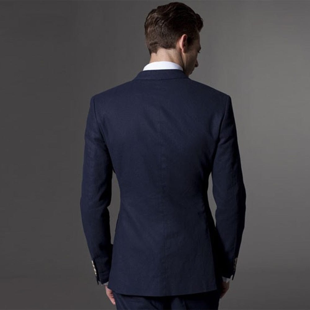 Men's Custom Light Navy Blue Wedding Tuxedo Suit with Pants