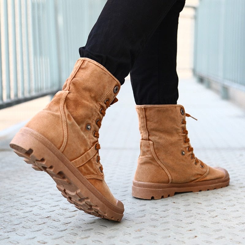 Men's High-Top Denim Canvas Casual Outdoor Rubber Shoes