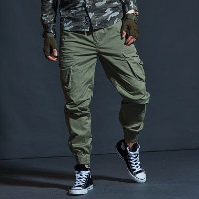 Men's Khaki Camouflage Multi-Pocket Military Cargo Joggers