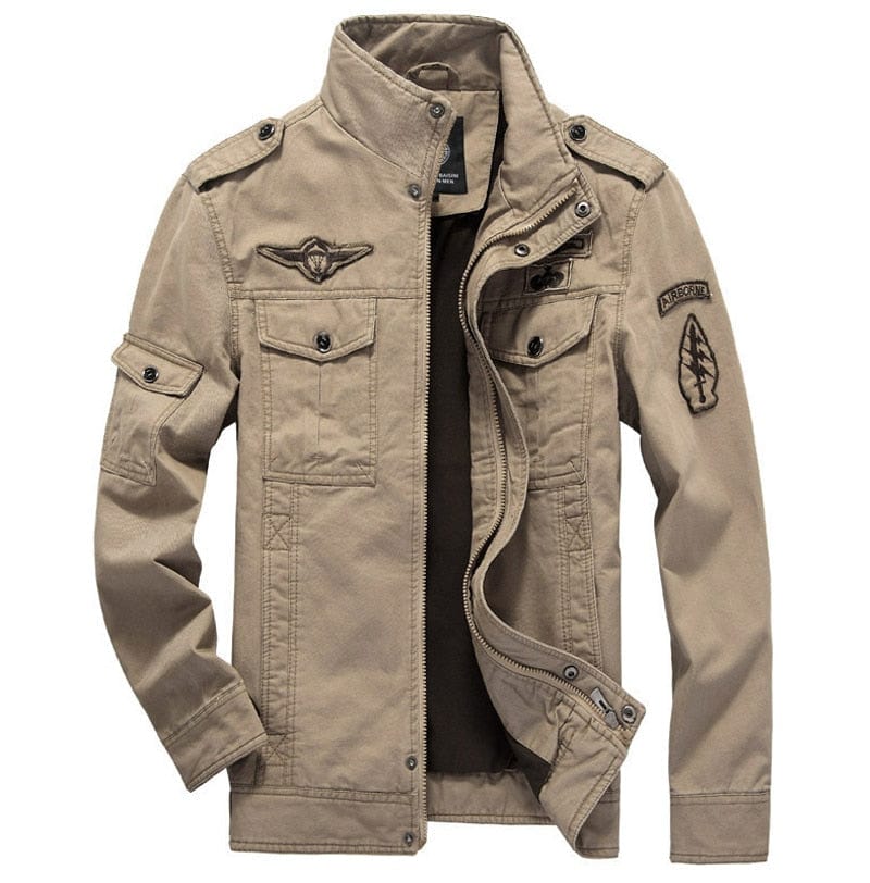 Men's Plus-Size Cotton Military Bomber Jacket