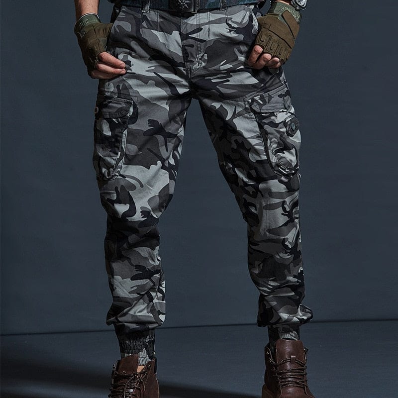 Men's Khaki Camouflage Multi-Pocket Military Cargo Joggers
