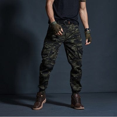 Men's Khaki Camouflage Multi-Pocket Military Cargo Joggers