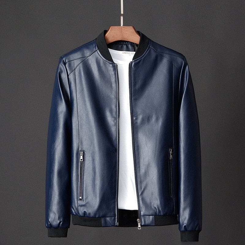 Men's Plus Size 7XL PU Leather Biker Bomber Jacket