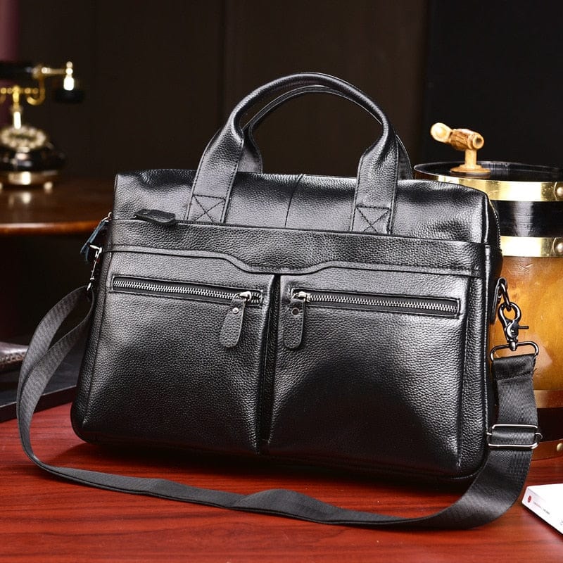 Men's Genuine Leather Laptop Briefcase Messenger Bag