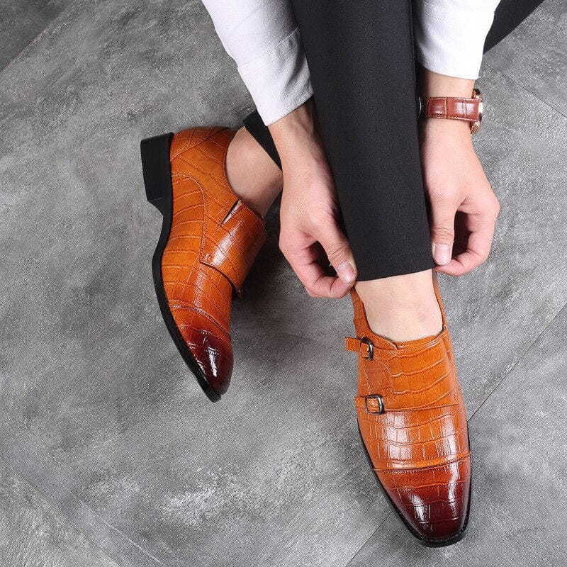 Men's Brogue Lace-Up Rubber Leather Wedding Flats