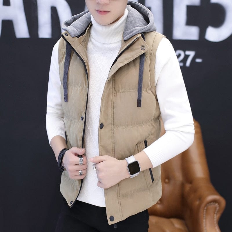 Men's Autumn Winter Drop-Shoulder Sleeveless Puffer Vest