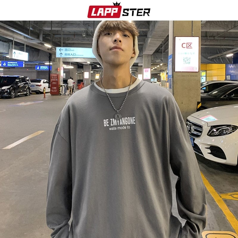 Men's Graphic Letter Long Sleeve Harajuku Street T-Shirt