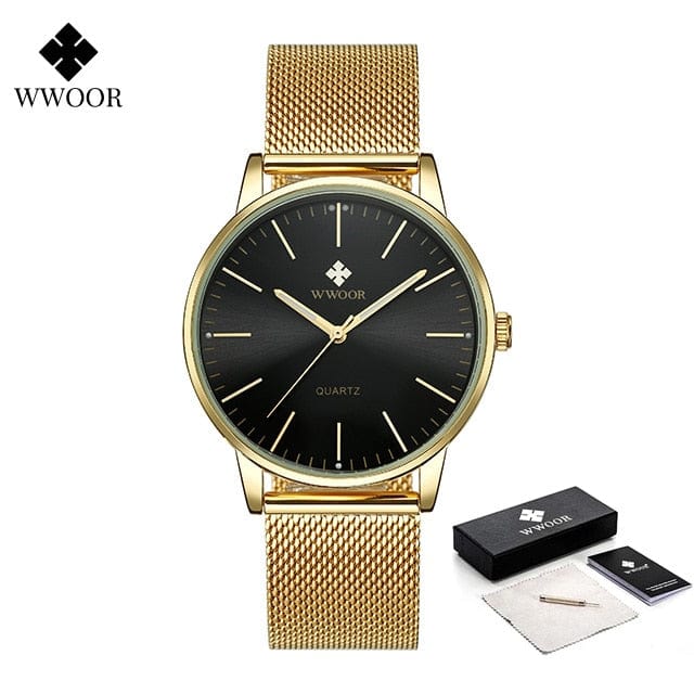 Men's Gold Quartz Wrist Watch 2026, Simple Sports Style