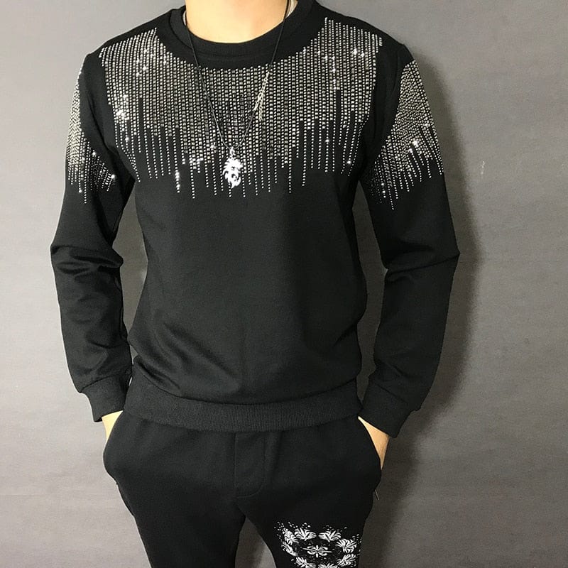 Men's Tiger Head Rhinestone Heavyweight T-Shirt