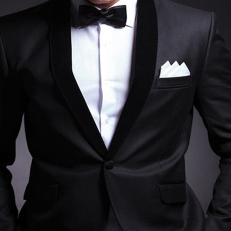 Men's Black Shawl Lapel Slim Fit 2-Piece Wedding Tuxedo