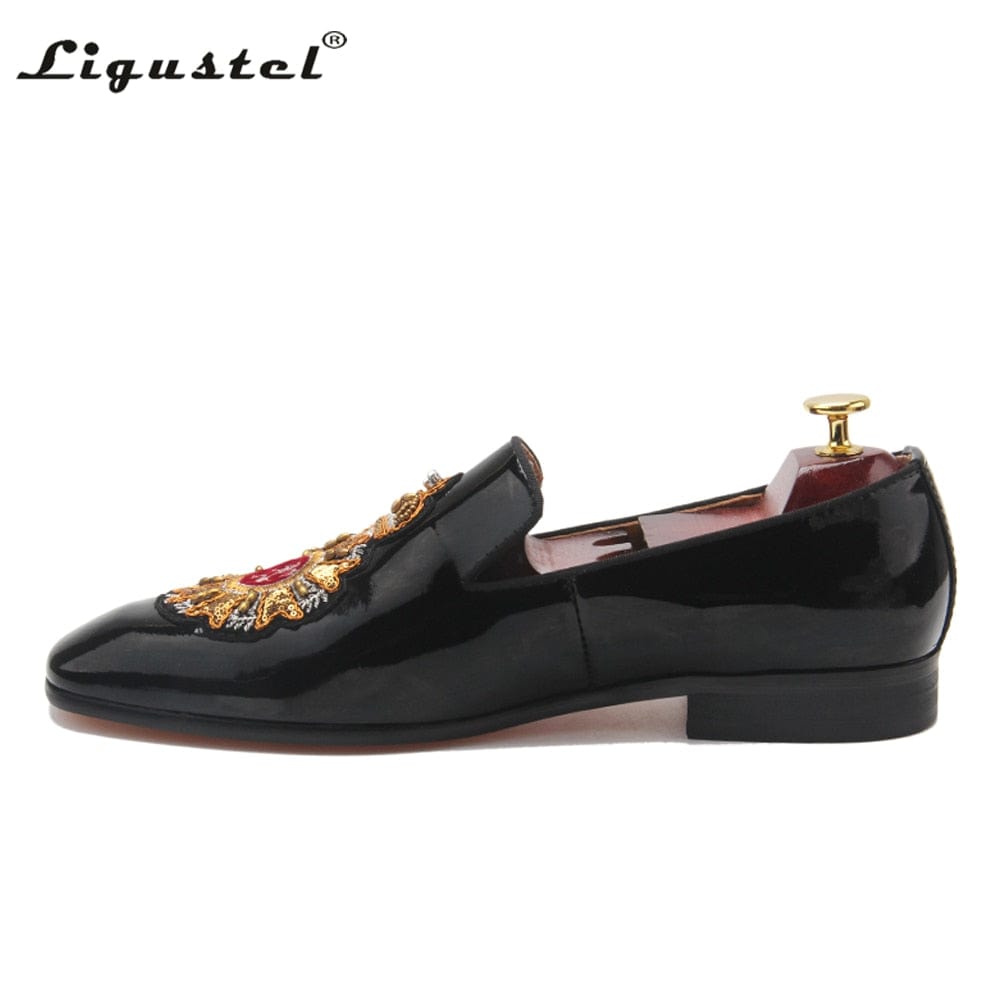 Men's Ligustel Red-Bottom Leather Loafers, Formal Dress, Size 13