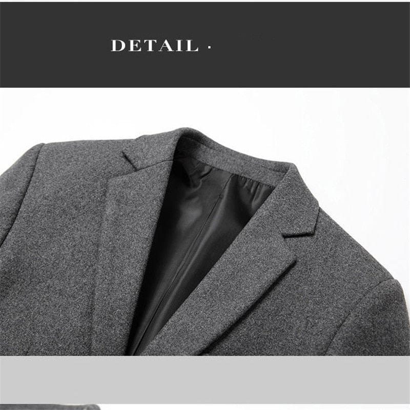 Men's Wool Classic Slim Business Suit Blazer Jacket