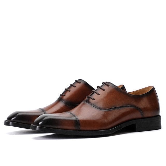 Men's Green Genuine Leather Lace-Up Oxford Dress Shoes