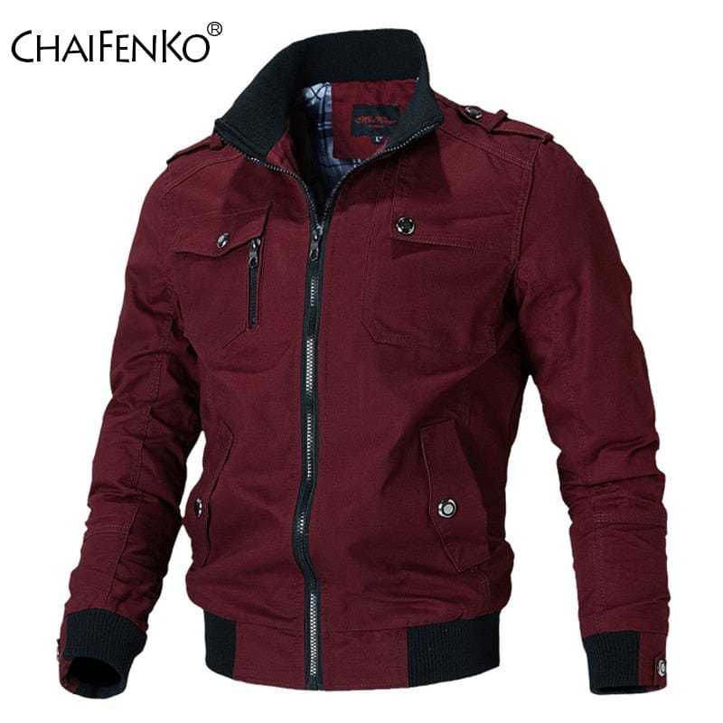 Men's Stand Collar Slim Military Bomber Windbreaker