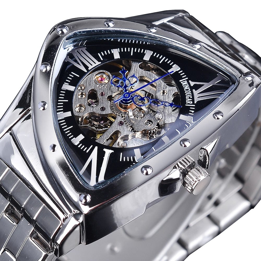 Men's Triangle Skeleton Automatic Stainless Steel Watch