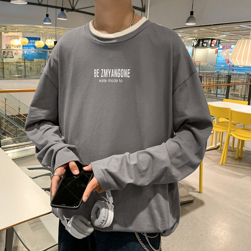 Men's Graphic Letter Long Sleeve Harajuku Street T-Shirt