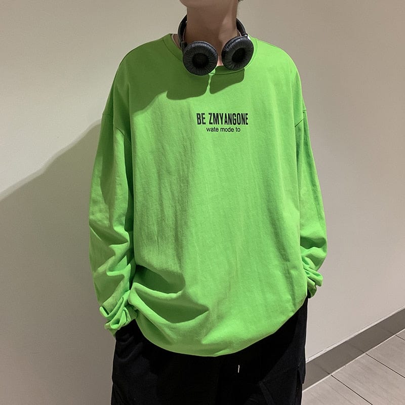 Men's Graphic Letter Long Sleeve Harajuku Street T-Shirt