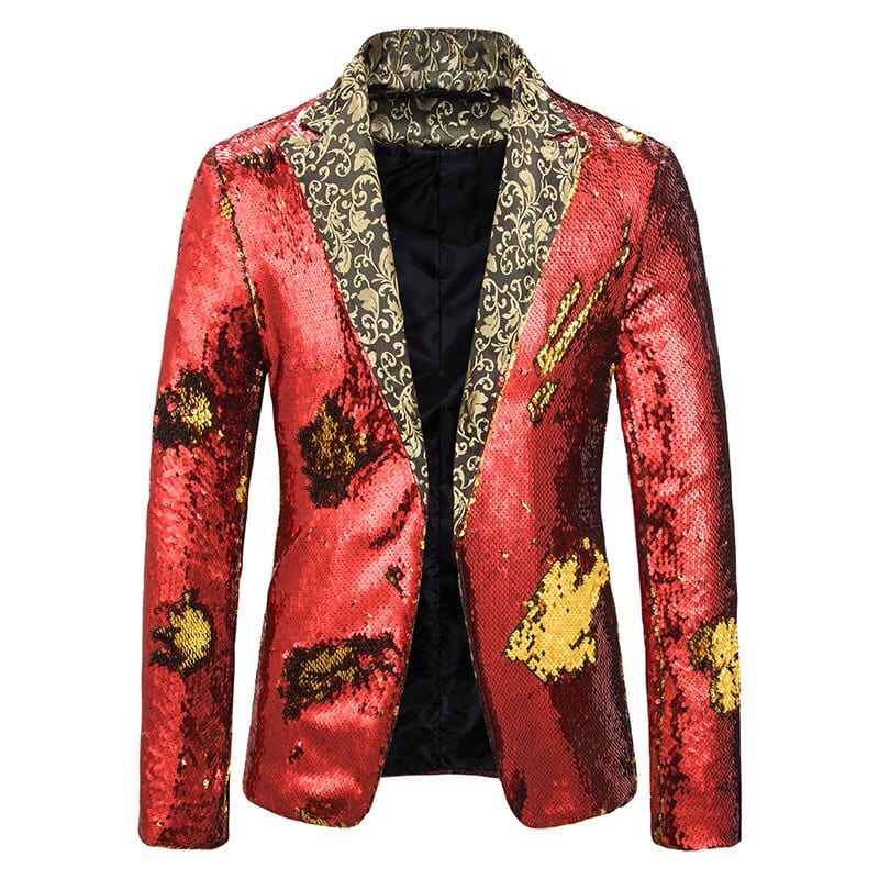 Men's Shiny Sequin Shawl Collar Prom Wedding Suit Jacket