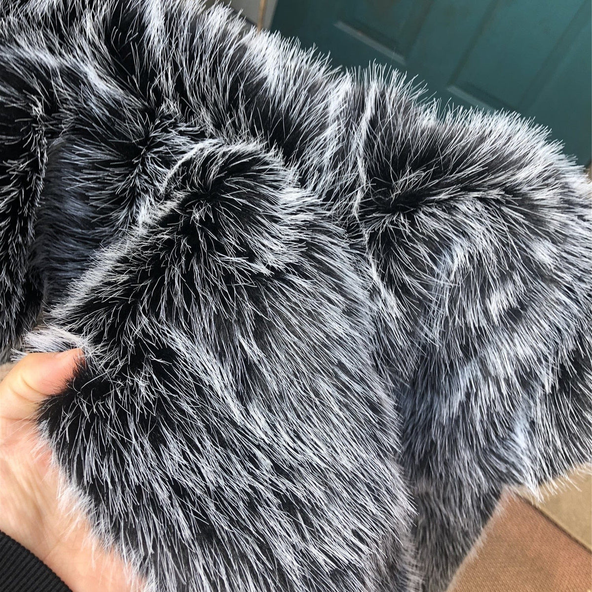 Men's Black Faux Fox Fur Winter Warm Coat Jacket