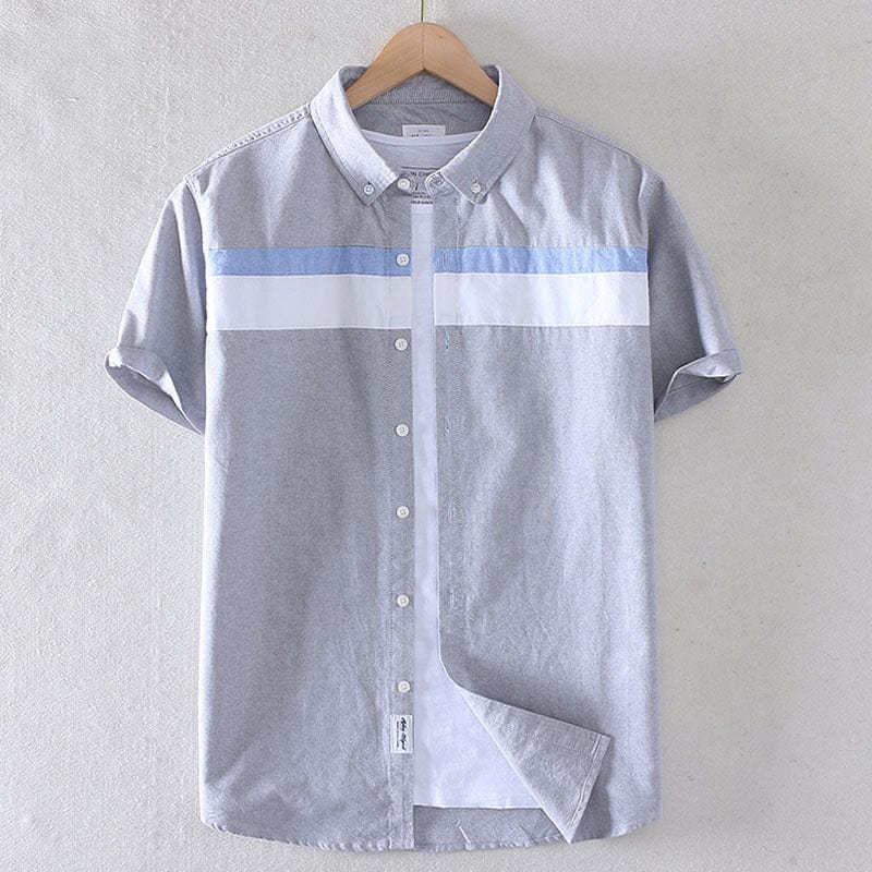 Men's Slim Cotton Oxford Short-Sleeve Turn-Down Collar Shirt