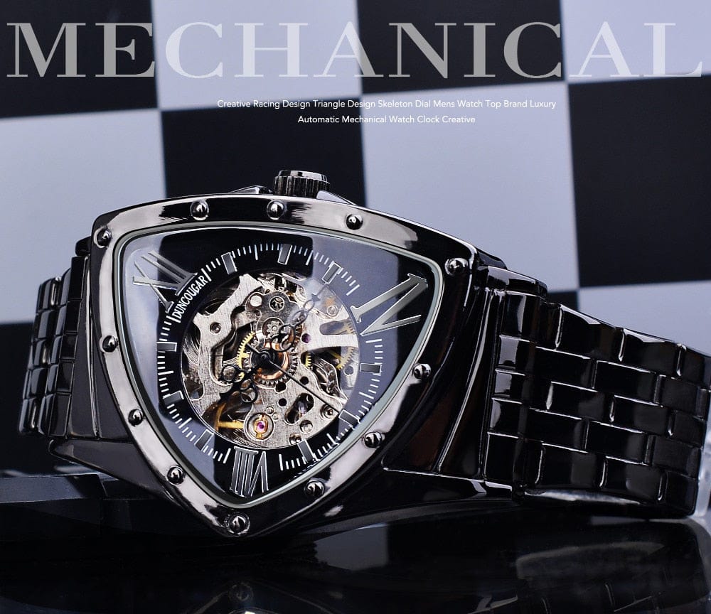 Men's Triangle Skeleton Automatic Stainless Steel Watch