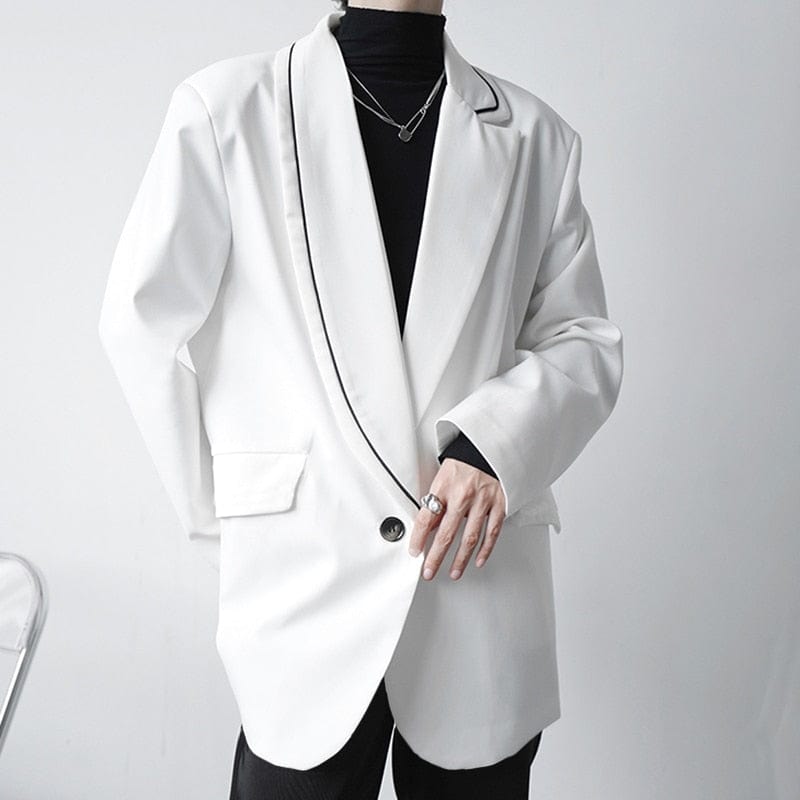 Men's Casual Lapel Long Sleeve One Button Thin Blazer 5XL