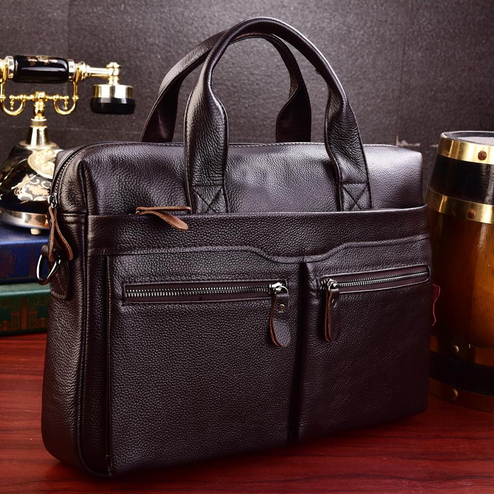 Men's Genuine Leather Laptop Briefcase Messenger Bag
