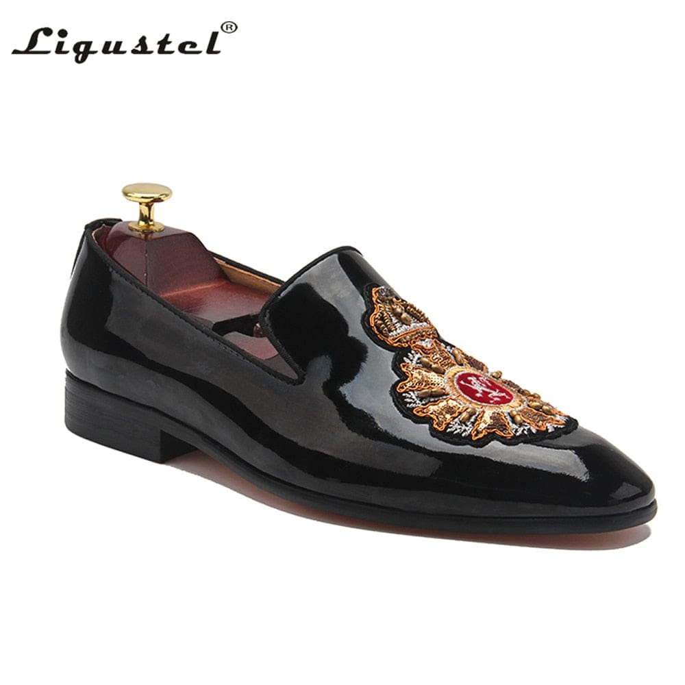 Men's Ligustel Red-Bottom Leather Loafers, Formal Dress, Size 13