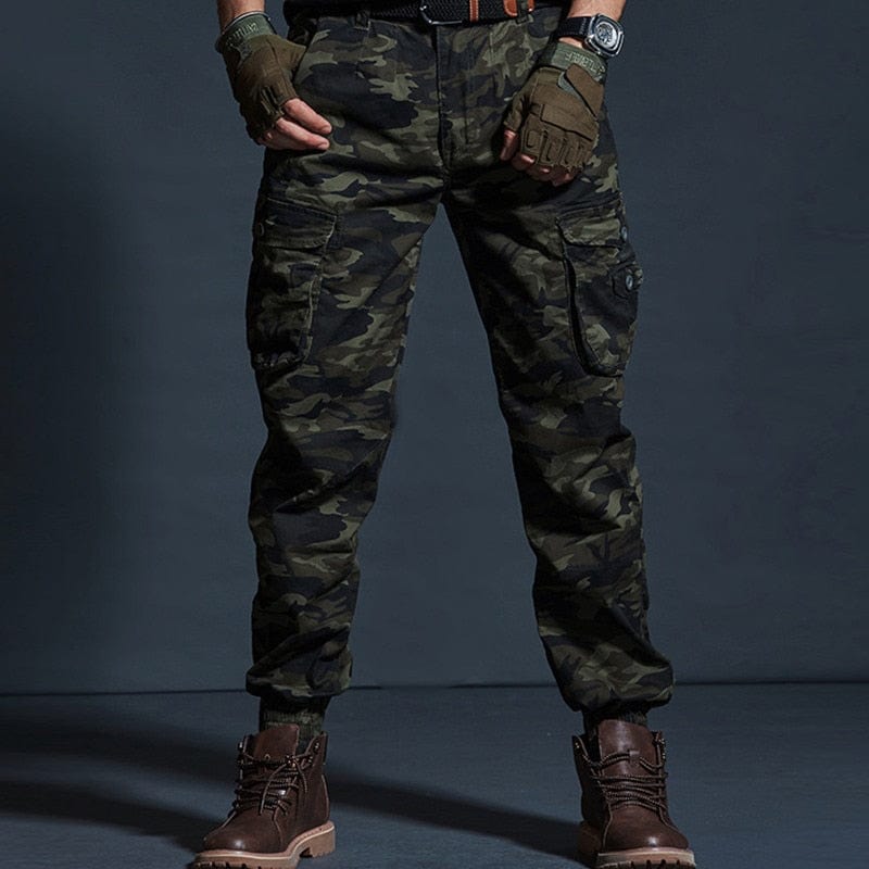 Men's Khaki Camouflage Multi-Pocket Military Cargo Joggers