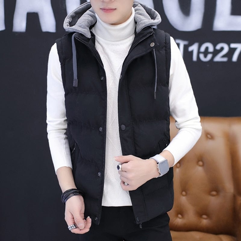 Men's Autumn Winter Drop-Shoulder Sleeveless Puffer Vest