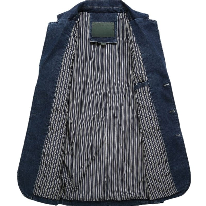 Men's Casual Denim Slim Single-Breasted Blazer Jacket