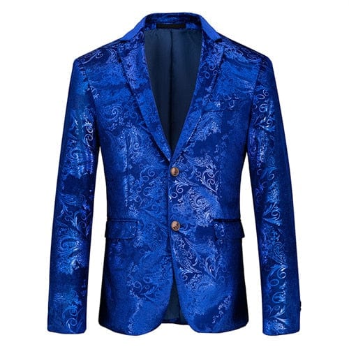 Men's Double-Breasted Slim Fit Tuxedo Blazer — Black & Blue